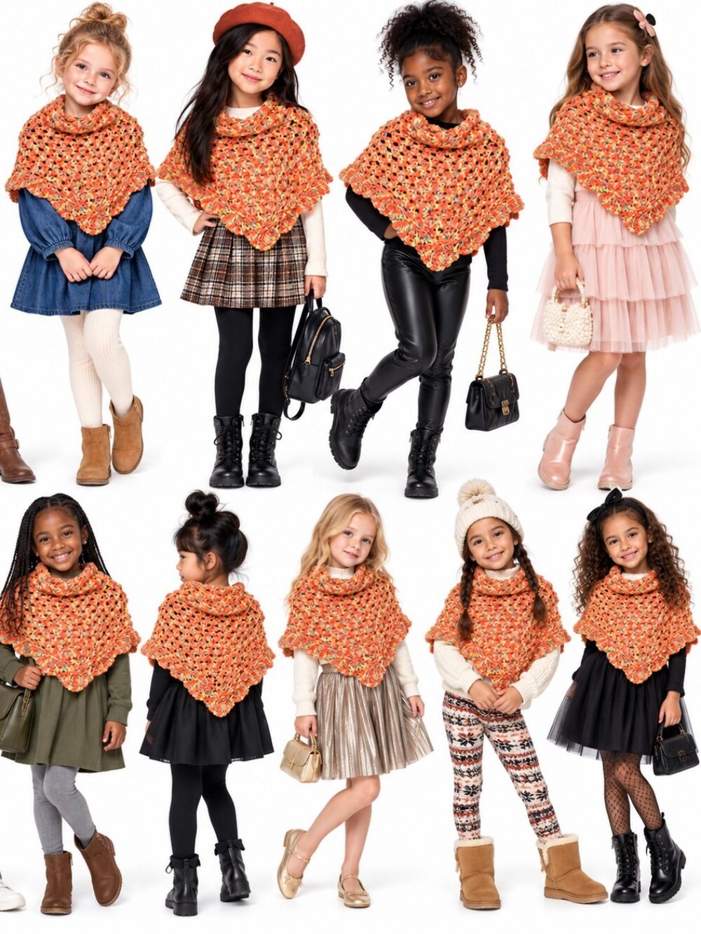 NWT Peace of Cake Kids Crochet Sweater Shawl Poncho Knit Bolero Girls Sz L 10 12
